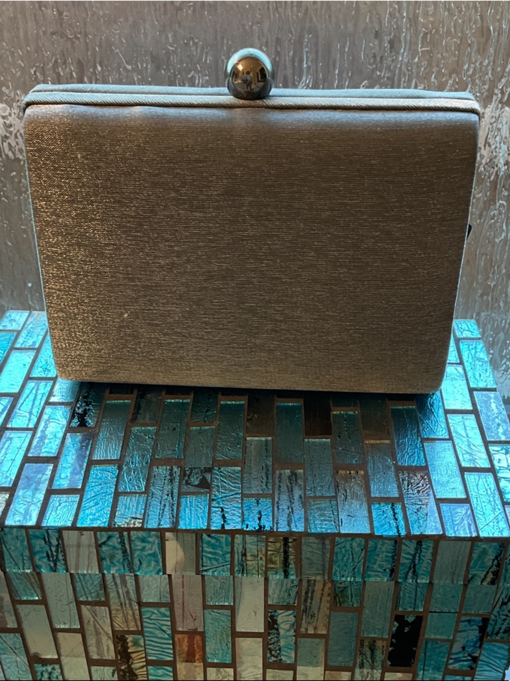 Elegant Gray Metallic Clutch - Home Accents